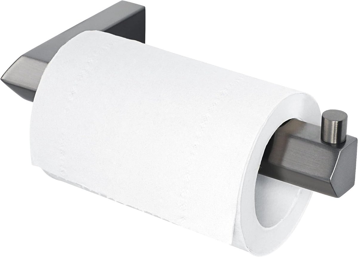 MOOCHE Toiletpapierhouder SUS304 grijs, roestvrij staal, wc-papierhouder met boren, wc-papierrolhouder, vijfhoekig - ShopVlot