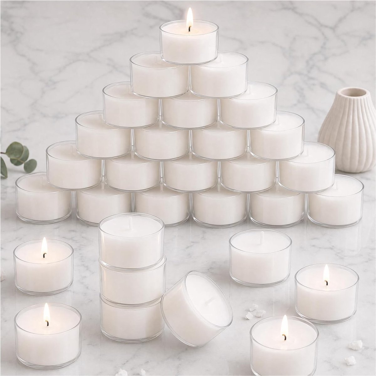 Theelichtjes - Wit - 36 x 16 mm - Natuurlijke Sojawas - Voor Decoratie en Sfeer