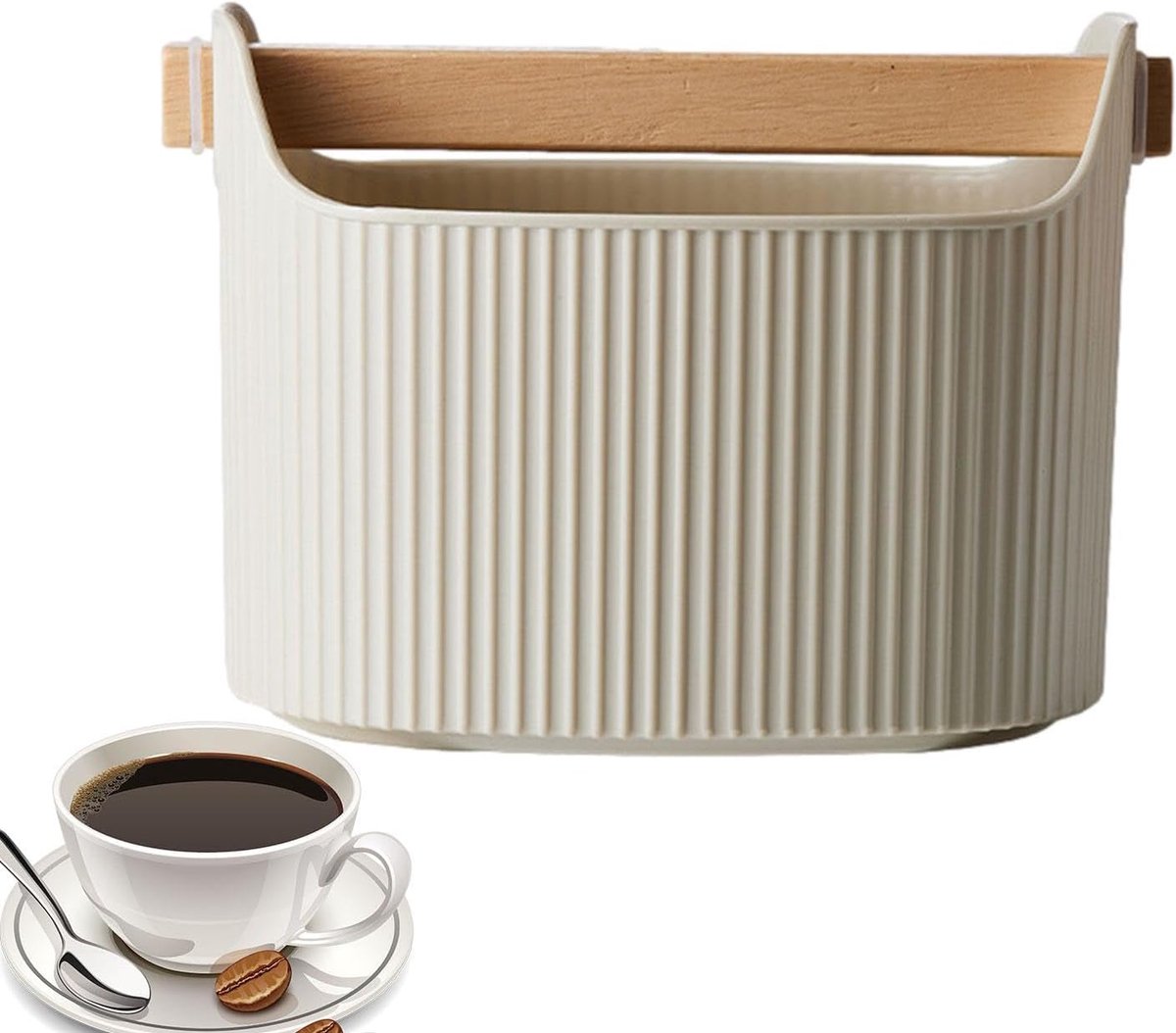 Koffiedik Opvangbak 1300 ml - Stijlvolle Houder voor Koffieprut met Antislip Bodem - Espresso Afvalbak voor Aanrecht - Elegante Container voor Koffierestjes met Schokabsorberende Onderkant