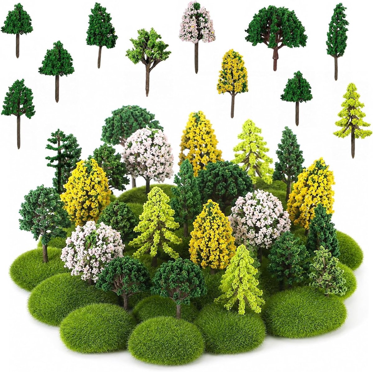 Miniatuur modelbouw bomen 3-7,5 cm - Set van 55 realistische decoratieve bomen voor diorama's en modelspellen