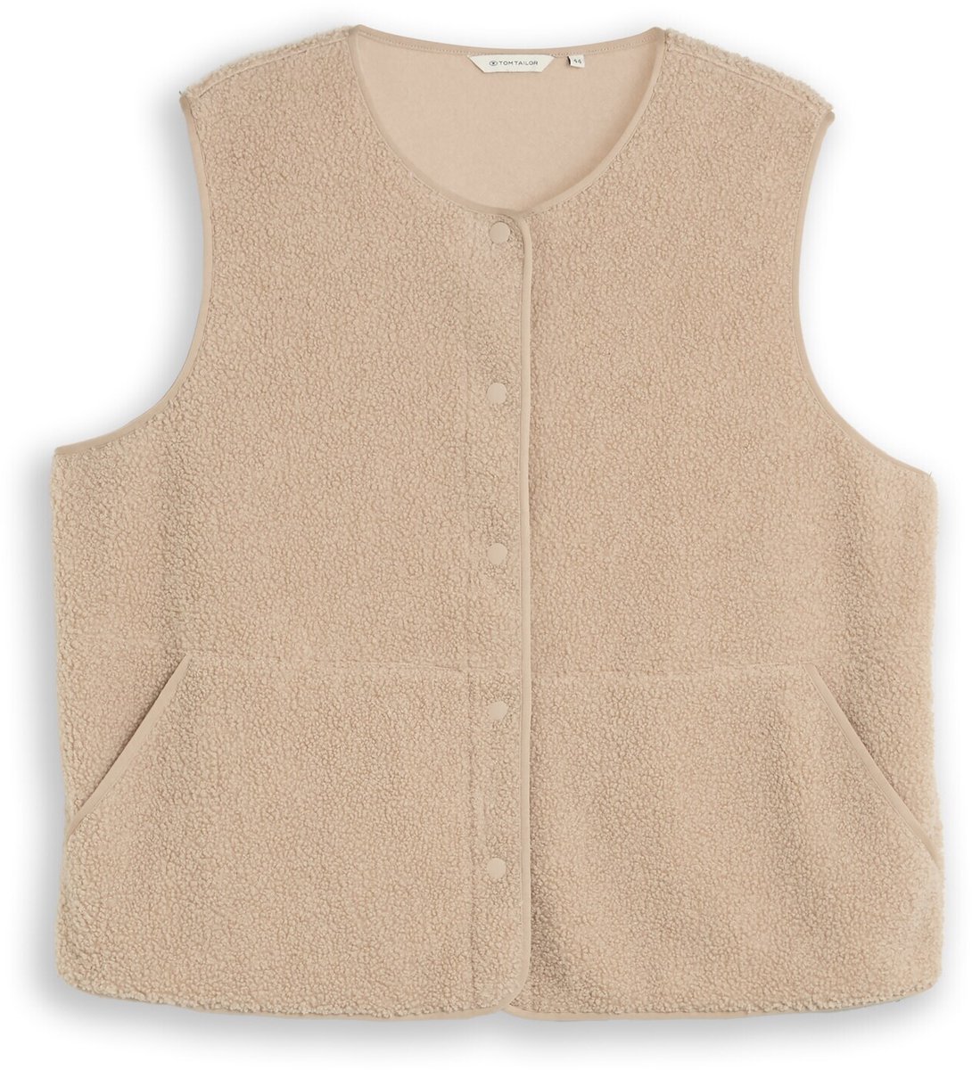 Tom Tailor - Plus Size - Teddy-vest met boxy pasvorm - Maat 44 - Gravel Beige