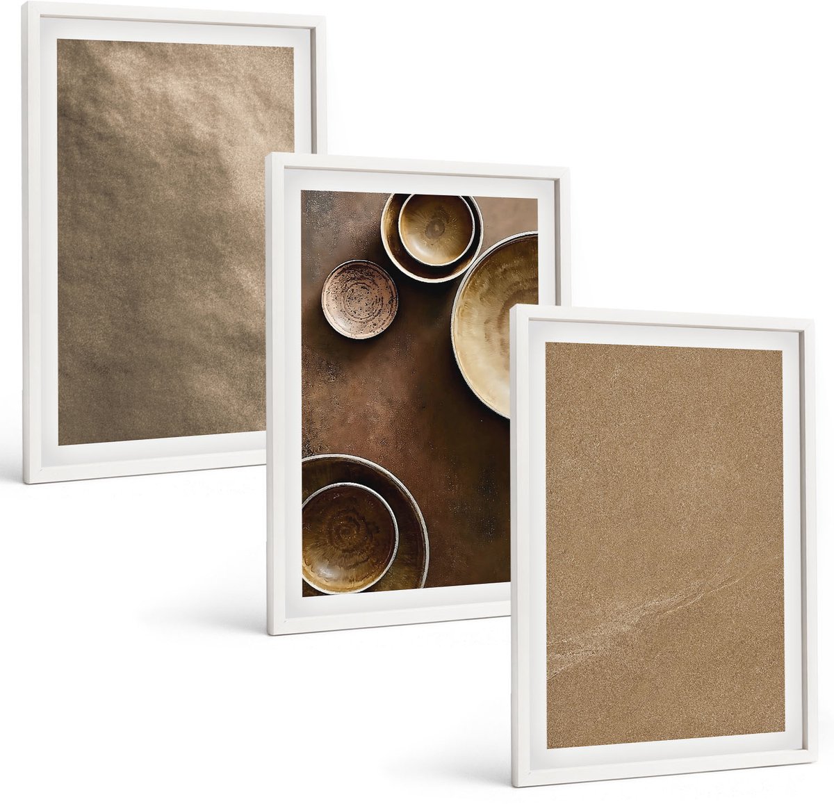 Wallfluent 3-Delige Schilderij Set - Stenen Constructies In Moderne Minimalistische Stijl - 40 x 60 - Stijlvolle Muurdecoratie - Slaapkamer - Woonkamer Decoratie