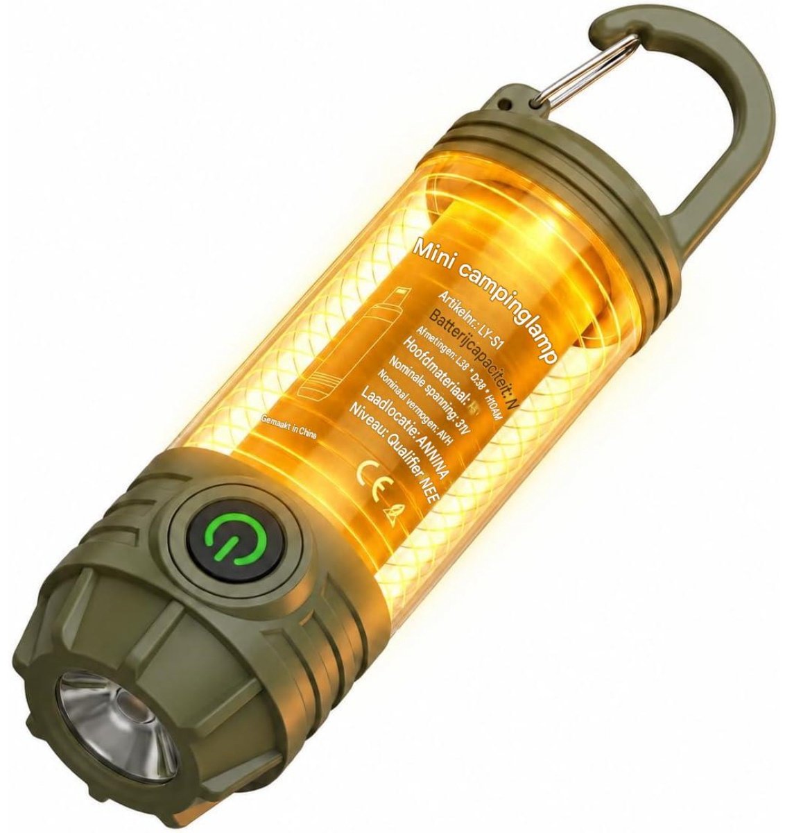 SSTRWGOOD LED-campinglamp - Draagbare tentlamp voor buiten - USB-oplaadbare zaklamp - IP65 waterdicht - 6 lichtstanden - Met haak - Geschikt voor kamperen, wandelen, stroomuitval en noodgevallen - Donkergroen