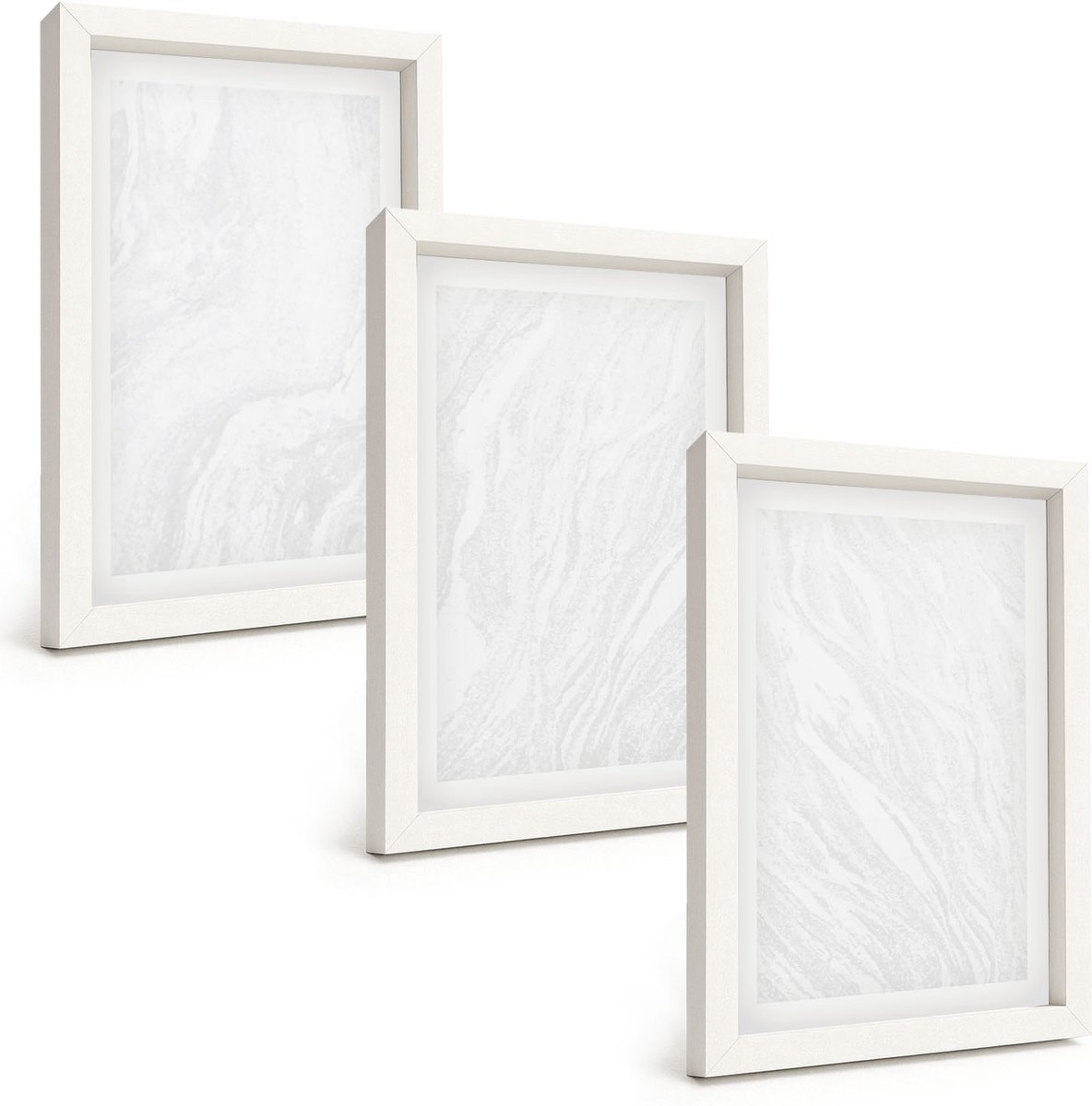 Wallfluent 3-Delige Schilderij Set - Elegante Lineaire Structuur Van Marmer. - 20 x 30 - Moderne Wanddecoratie - Slaapkamer - Stijlvolle Muurdecoratie