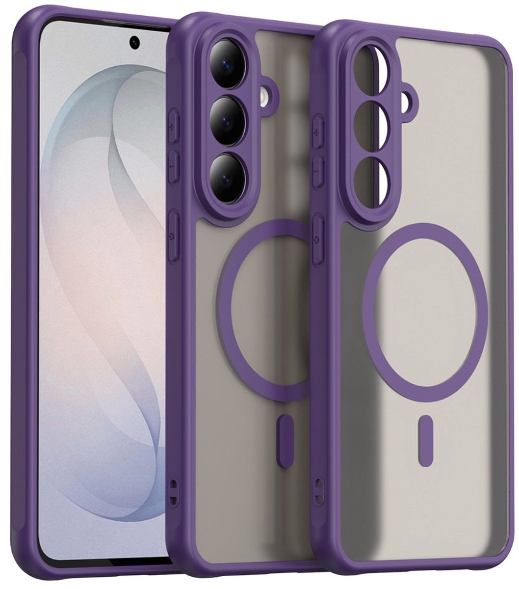 Coverup Hoesje - Geschikt voor Samsung Galaxy S26 FE Hoesje - Coverup Mat Transparante Back Cover met Camera Cover - MagSafe Compatible - Paars