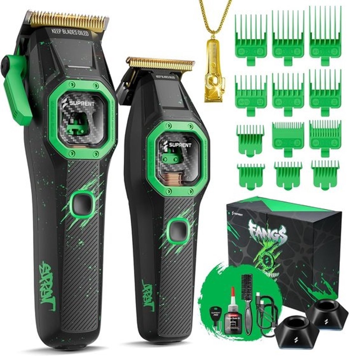 SnelShoppen - Professionele Haartrimmer met AI Speed Control, 13000 RPM V10 Motor, Patente U Tooth Blade voor Naadloze Fades en Perfecte Precisie