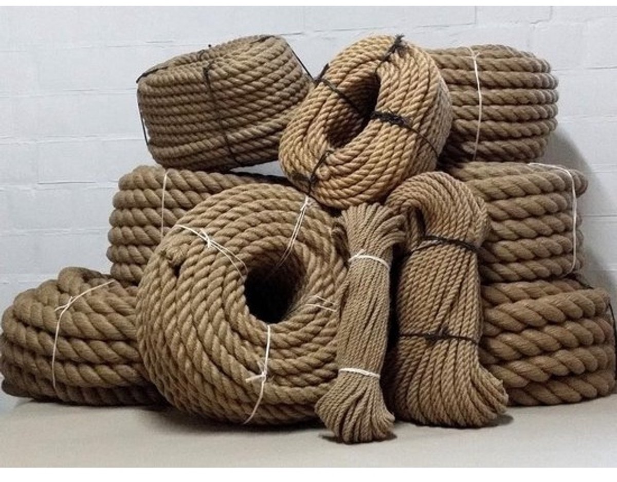 Jute Touw - Natuurlijk Touw - Bevestigen & Decoreren - Verstevigde Uiteinden - 15mm x 50m - Bruin