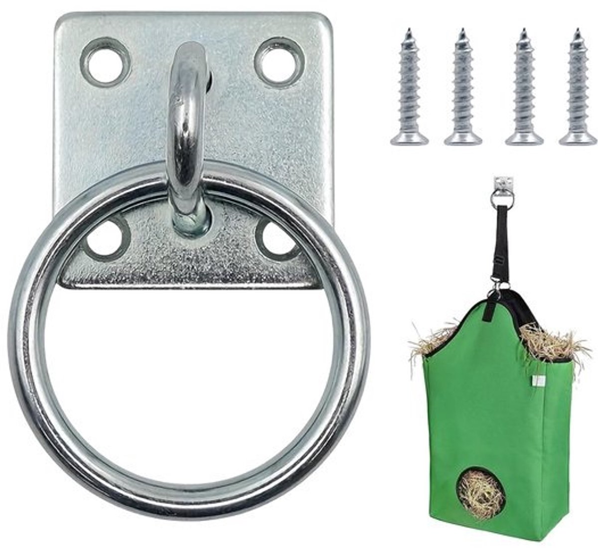 Paardenbindring - Wandbevestiging Lus - Stal Organisatie - Zeker Slotmechanisme - Basis 5x5cm Ring 6.6cm