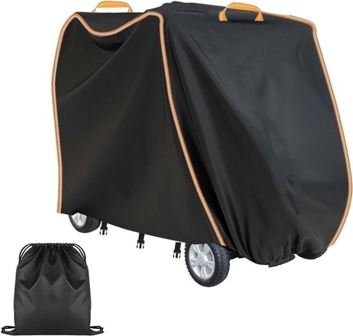 Allecto Plus - Robuuste scooterhoes van 420D Oxford-stof met reflecterende strip, waterdicht, voor elektrische scooters met 3 en 4 wielen - Universele afmetingen (L 124 x 99 x 58 cm)
