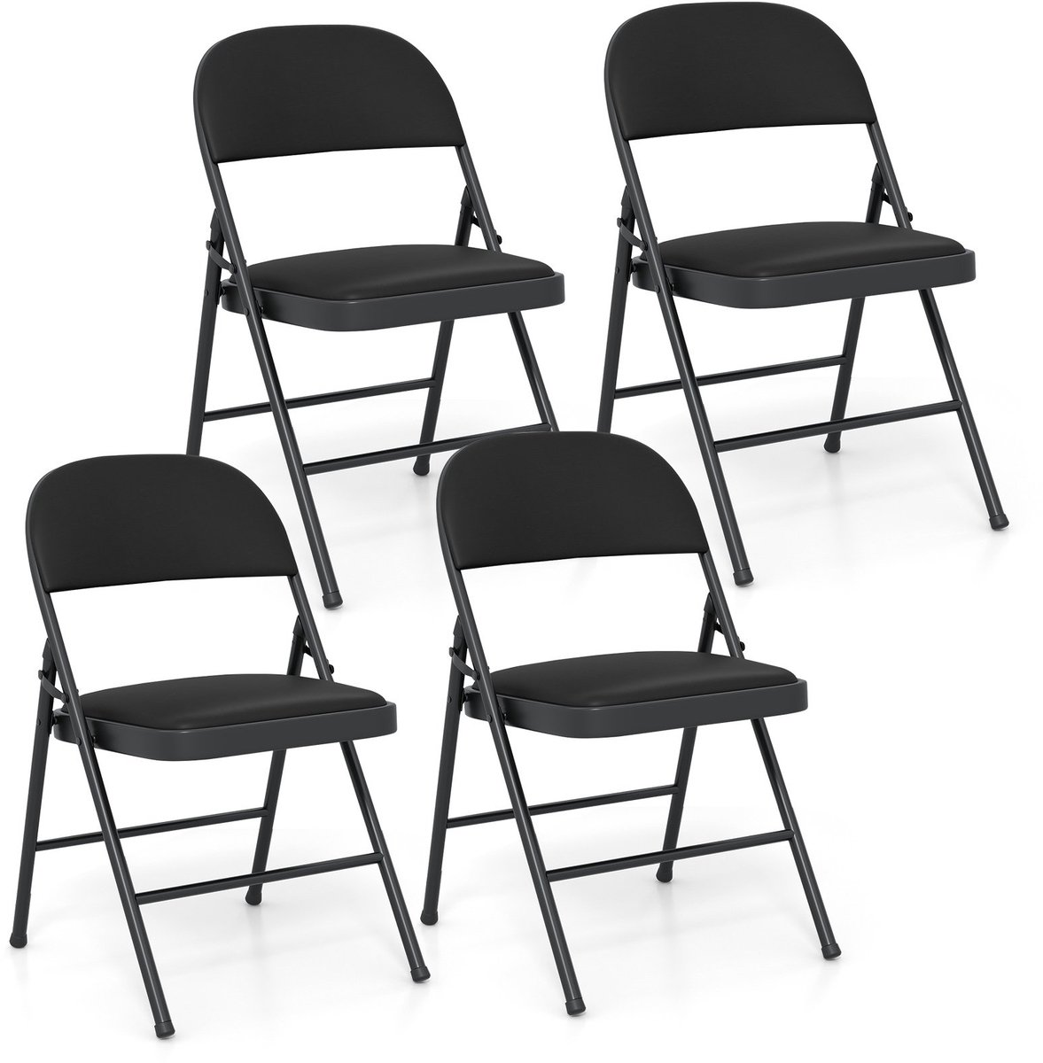 SureDeal® - Kamper - Klapstoelen Tuinstoel Klapbare - Metalen Eetkamerstoelen Gestoffeerd - 47x45x79 cm - zwart