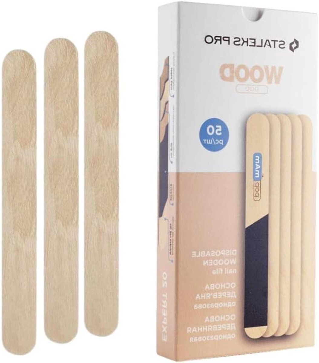 Wegwerp Vijlbasis - Houten Sokkel - Nagelstyling Hygiëne - Milieuvriendelijk Berkenhout - 50 Stuks - Natuurlijk Hout