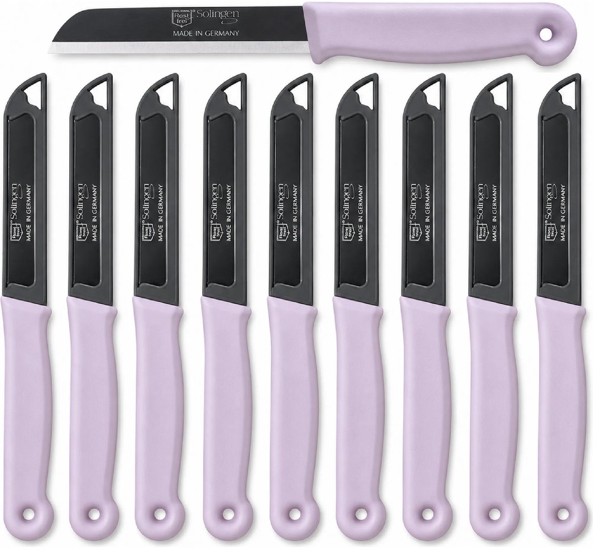 Solingen Schilmesje – RVS Glad – 18,5 cm met Blade Cover – Pastellila – 10 stuks