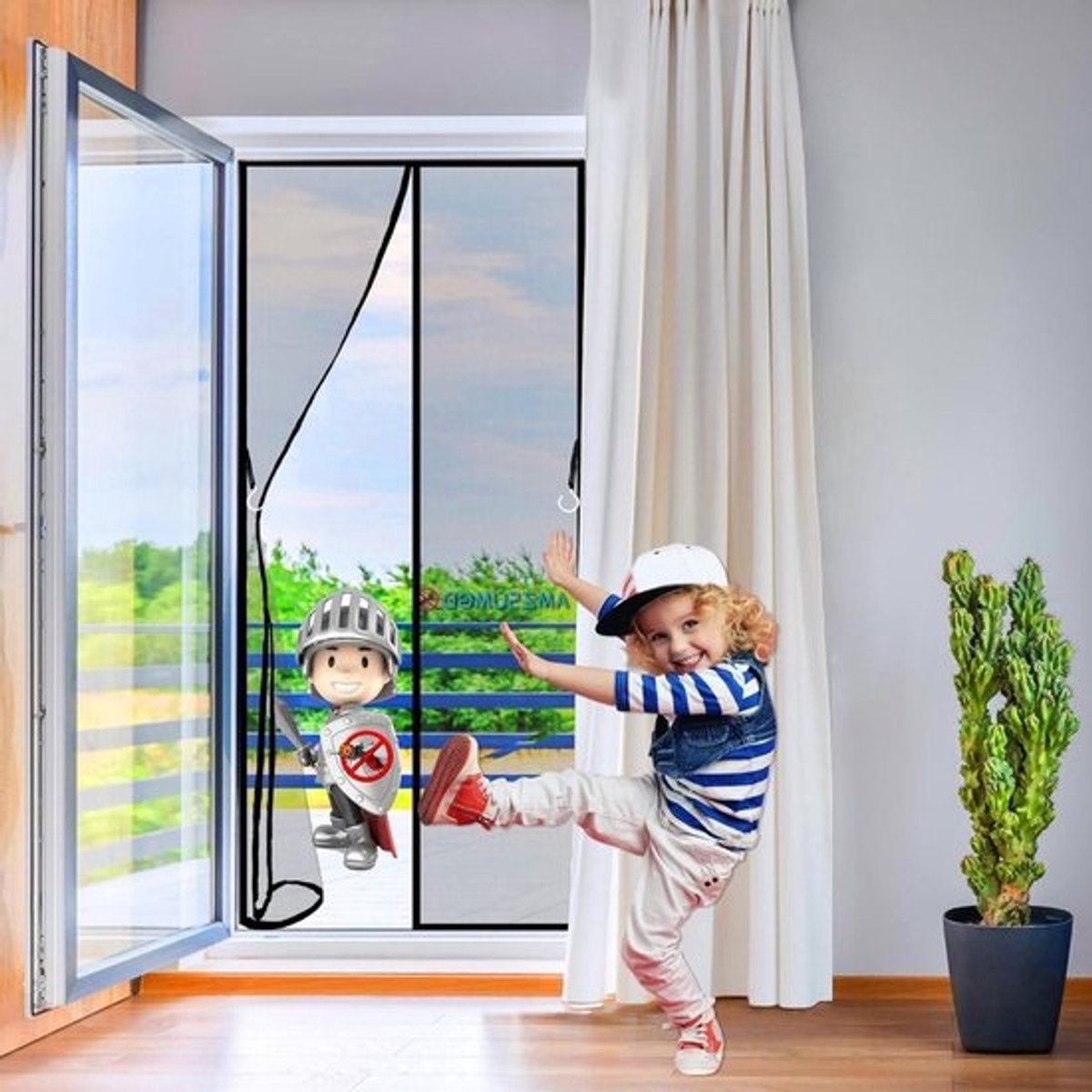 Magnetische Hordeur - Horrengordijn Deur - Insecten Buiten Houden - Versterkt Glasvezelgaas - 135x230 cm - Zwart