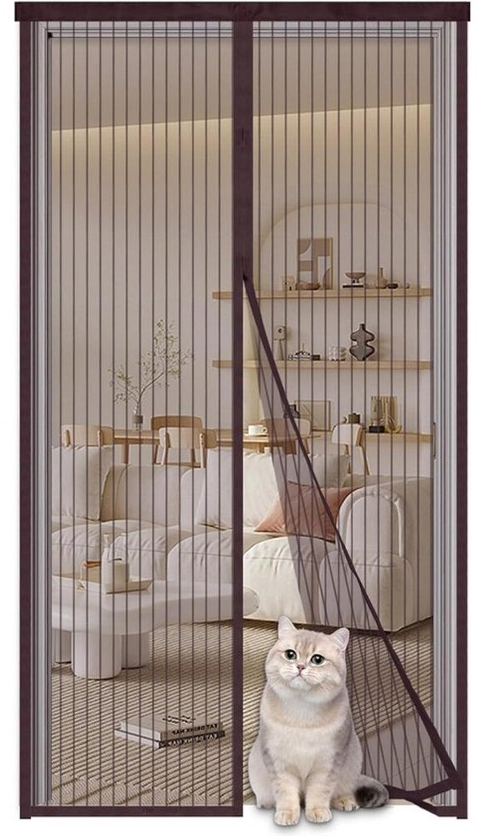 Magnetisch Vliegengaas - Deurhor Insectengordijn - Insecten Buiten Houden - Automatische Sluiting - 90x245cm - Bruin