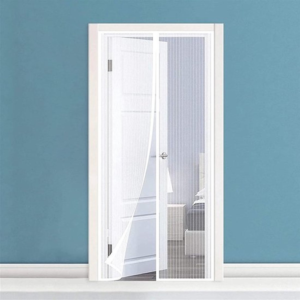 Magnetische Hordeur - Insectendeur Vliegendeur - Insecten Buiten Houden - Superstille Strepen - 100x220cm - Wit