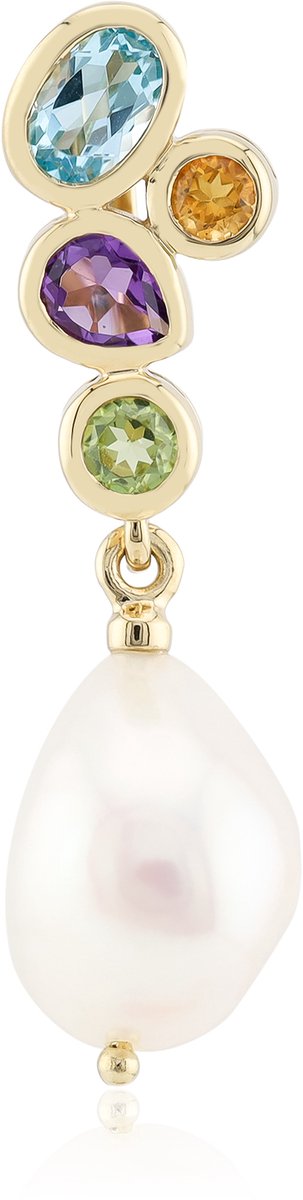 Cavill - Zilveren hanger 925 sterling - verguld - witte zoetwaterparel 13x11 mm - 0,98 ct topaas en amethist - elegant sieraad
