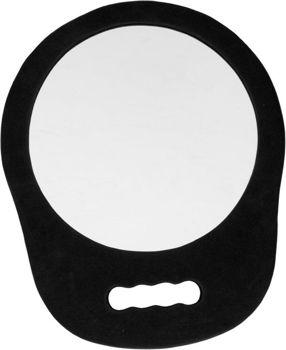 Hand Make-up Spiegel - Kappersspiegel Schoonheid - Kapsalon Controle - Schuim Frame Bescherming - 34 cm Diameter - Zwart