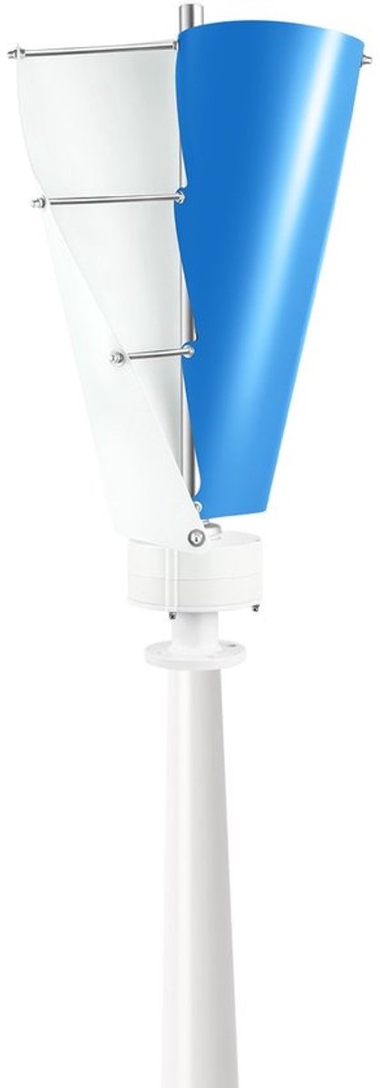 Windturbine Generator - Verticale As - Energie Opwekken - Geluidsarme Werking - 40cm Wieldiameter - Wit Blauw