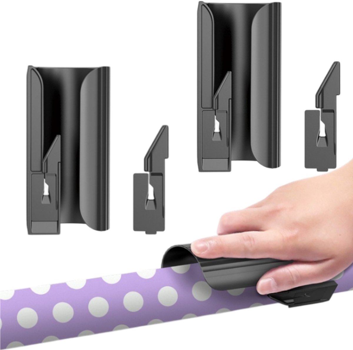 2-delige set - Schuifbare papiersnijder - Ontwerp met verwisselbare messen - Tapescheider - Papiersnijgereedschap - 12,5*6,2*6,6 cm - Voor het inpakken en snijden van verjaardags-, kerst- en andere feestcadeaus - Zwart