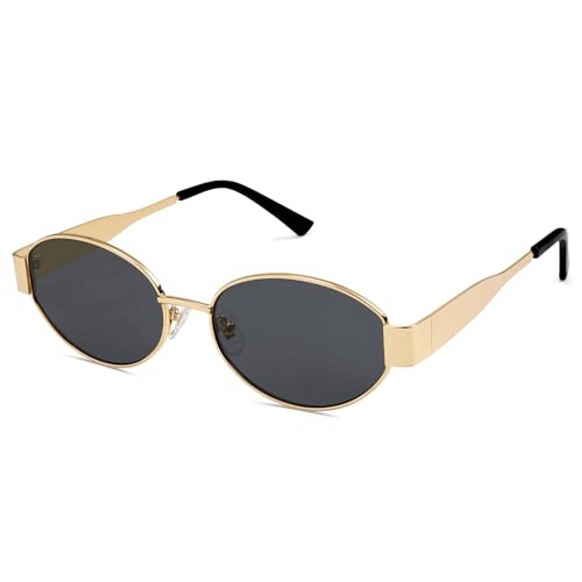 Retro ovale zonnebril voor dames en heren, klassiek metalen montuur met UV400-bescherming, trendy modebril voor dagelijks gebruik