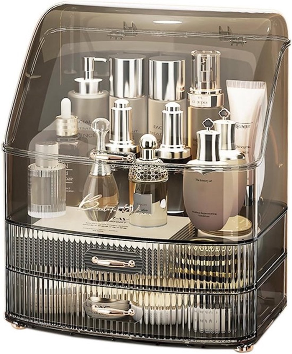Grote Acryl Make-up Organizer met Deksel - Stof- en Waterdichte Cosmetische Opbergdoos met Laden