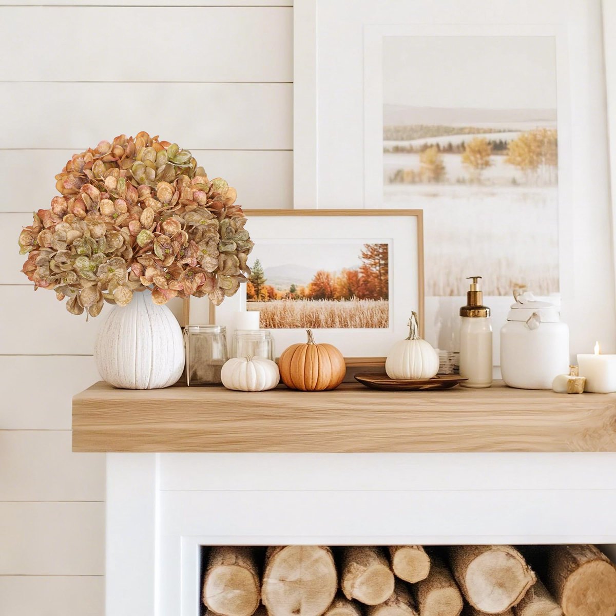 3 stuks. Hortensia bloemen kunstmatige herfstbloemen bruin kunstbloemen als - ShopVlot
