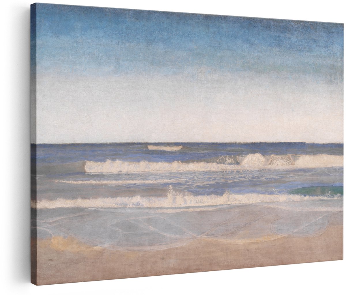 Artaza Canvas Schilderij Zee - 180x120 cm - Groot - Wanddecoratie Strand - Muurdecoratie Landschap - Decoratie Golven - Schilderijen Op Canvas