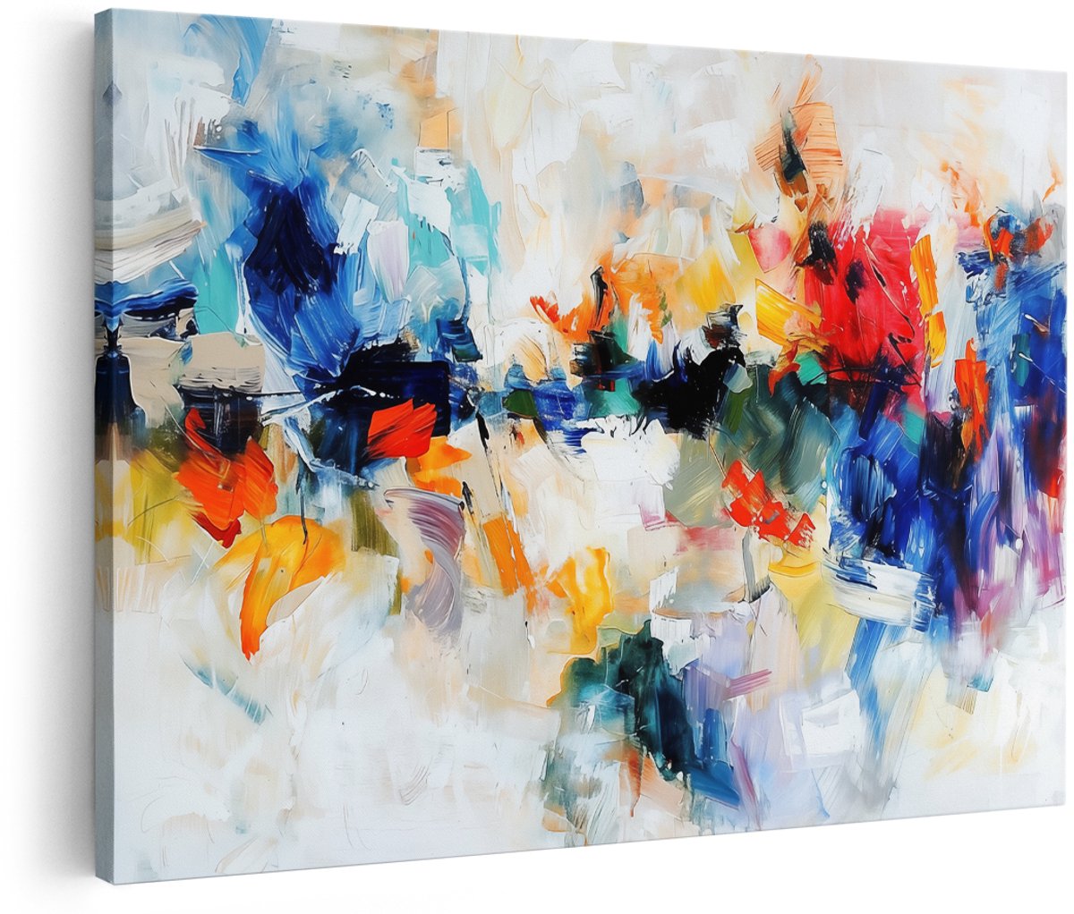 Artaza Canvas Schilderij Abstract met Heldere Kleuren - 180x120 cm - Groot - Wanddecoratie Woonkamer - Schilderijen - Muurdecoratie