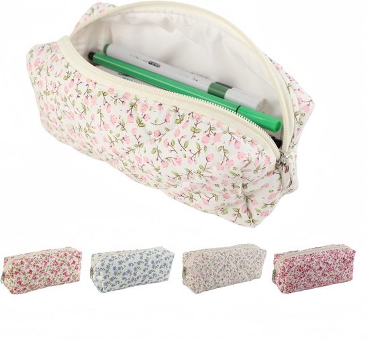 Stijlvol Pennenetui met Bloemenprint – Lichtgewicht etui voor Pennen, Make-up of Reisaccessoires