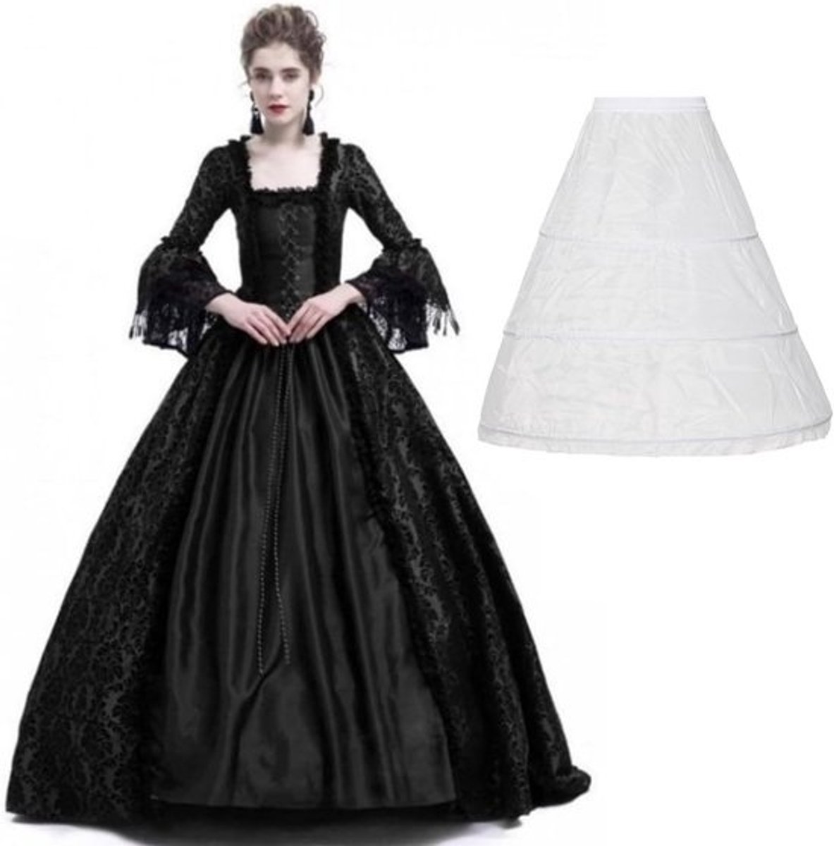 Victoriaanse Jurk Dames - Vintage Hofmasquerade en Middeleeuwse Feestjurk met Petticoat