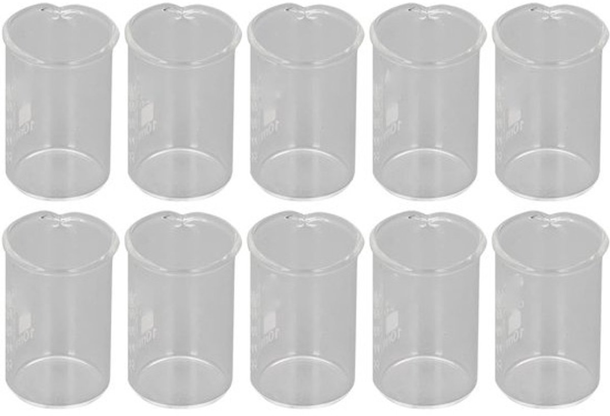 Dailygoods- Laboratoriumbeker 10 Stuks - Borosilicaatglas - Duidelijke Schaal - Nauwkeurige Meting - Zuur- en Alkalibestendig - Ideaal voor Laboratorium/Keuken - Maatbeker