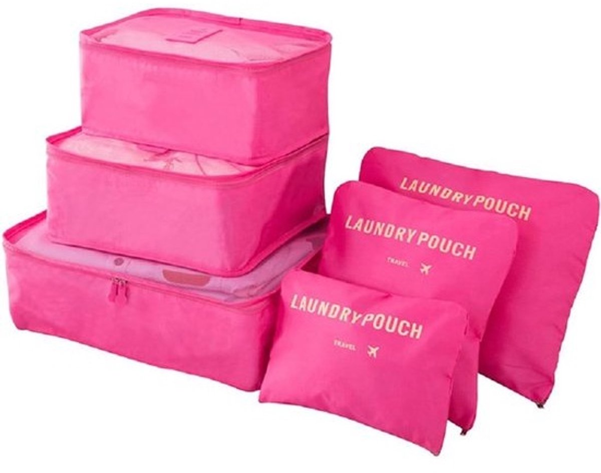 Reis Organisatie Set - Koffer Organizers - Bagage Sorteren - Waterbestendig Nylon - 6 Delig - Roze