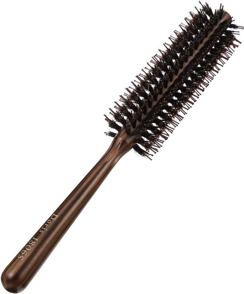 Ronde Haarborstel - Kapperskam Stylingkam - Professionele Styling - Houten Handvat Varkenshaar - 26 cm Lengte - Bruin