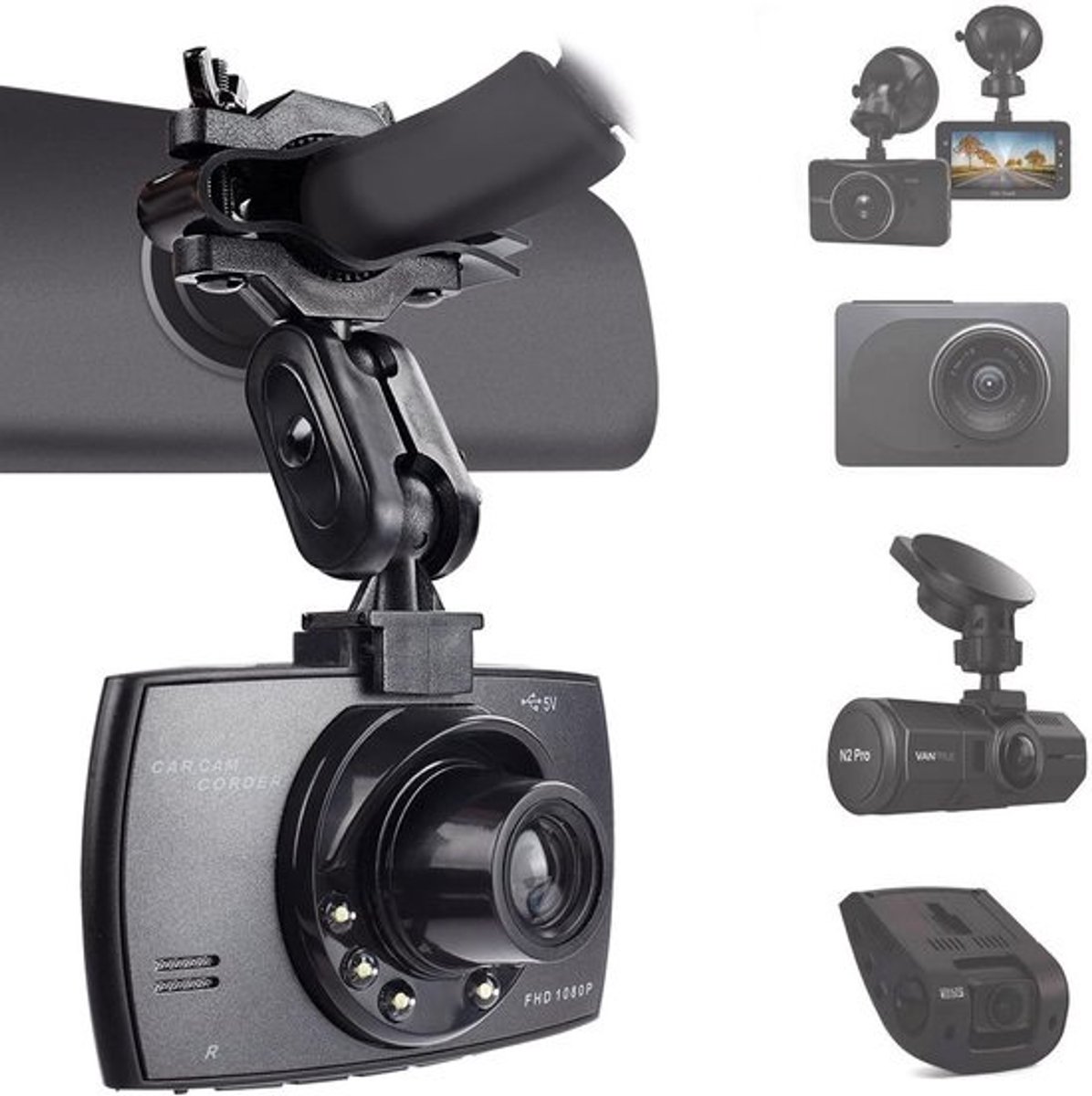 Dashcam Spiegelhouder - Autocamera Bevestiging - Veilig Rijden - 360 Graden Draaibaar - 13-51mm Klem - Zwart