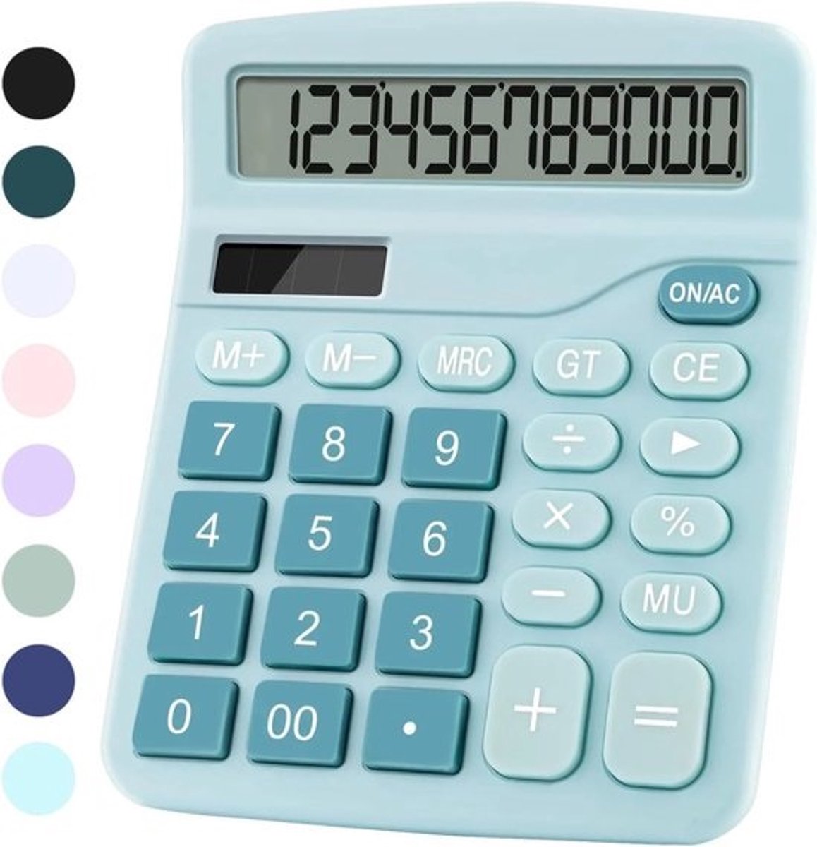 12-cijferige Grote LCD Desktop Calculator - Dual Power Elektronische Rekenmachine - Blauw