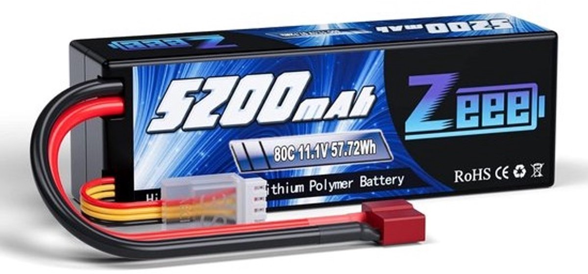 3S LiPo RC Accu 11.1V 80C 5200mAh Hardcase Batterij voor RC Voertuigen