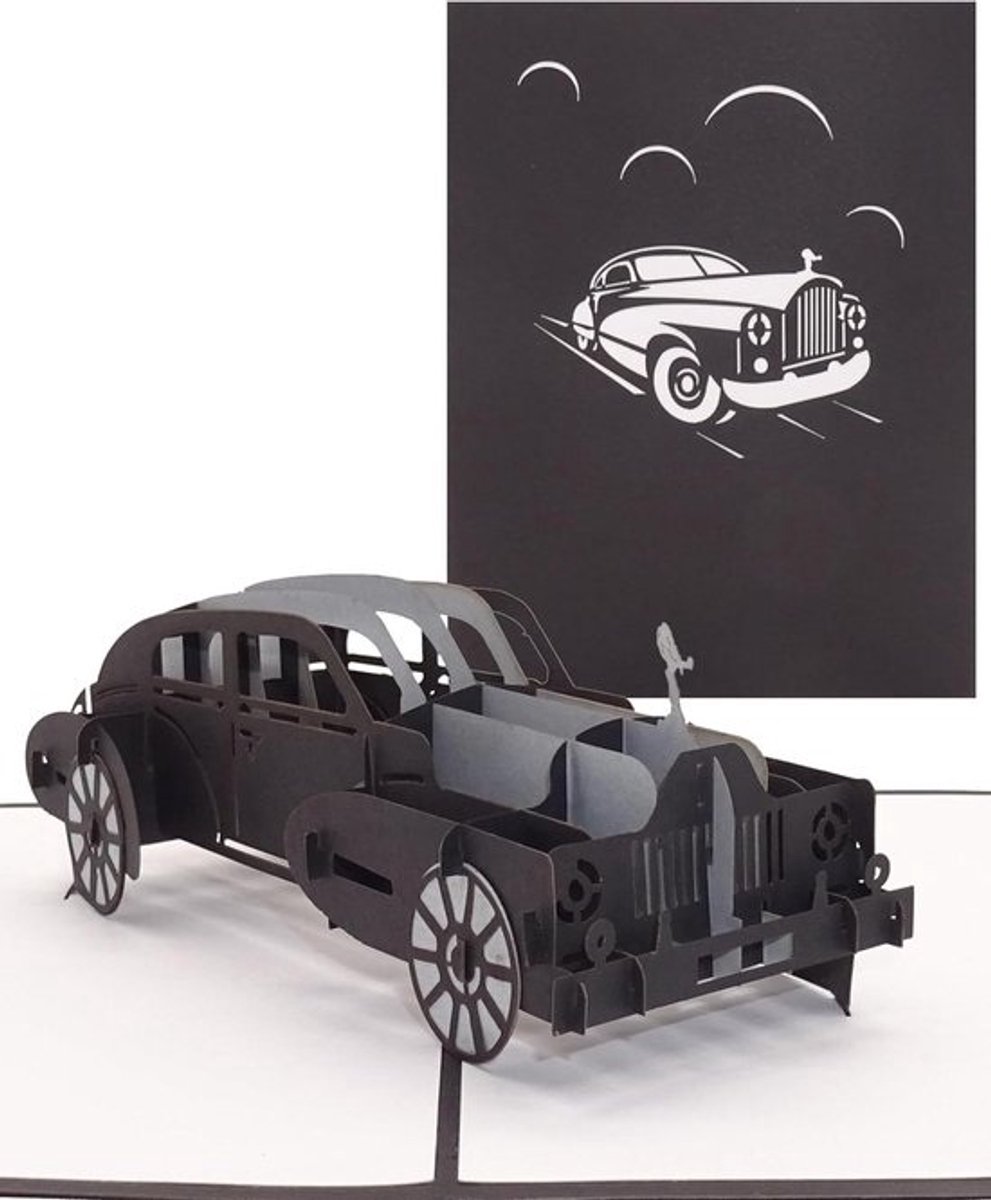 Oldtimer Pop-up Kaart - 3D Wenskaart Verjaardagskaart - Unieke Groeten Sturen - Met 3D Automodel - 15 x 20 cm