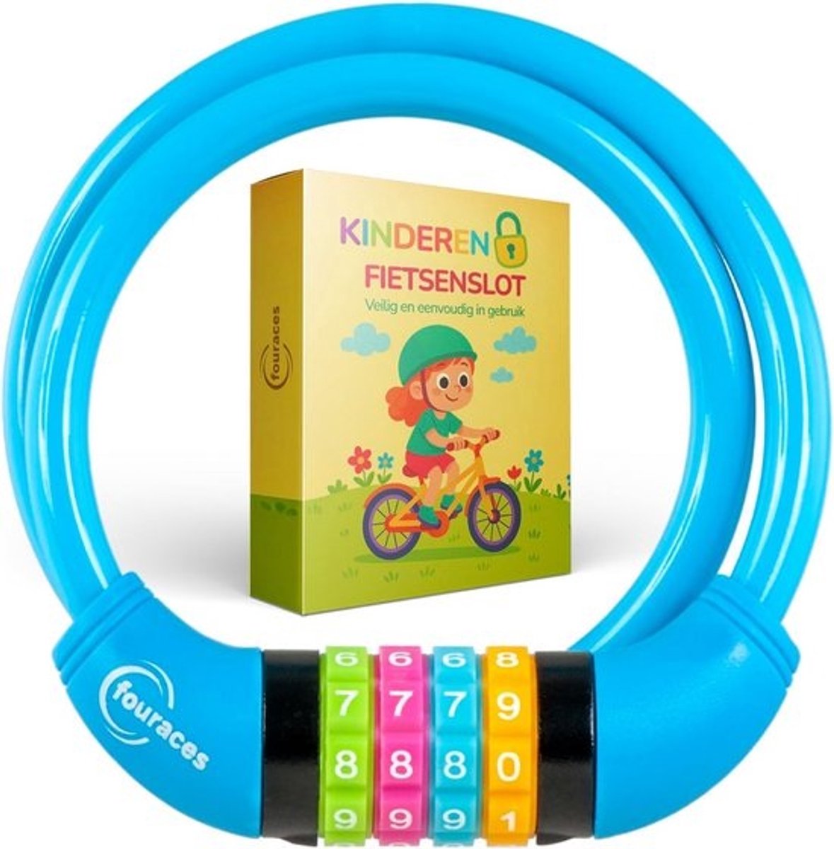 Fiets- en Kinderslot met 4-Cijferige Code - 65 cm - Lichtblauw