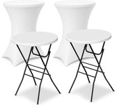Table mange-debout ADSafety – 2 pièces – Housse de table mange-debout incluse – Jupe de table – Pliable – Table de fête robuste – Table de bar – Pour intérieur et extérieur – Ø80 x 110 cm - Blanc