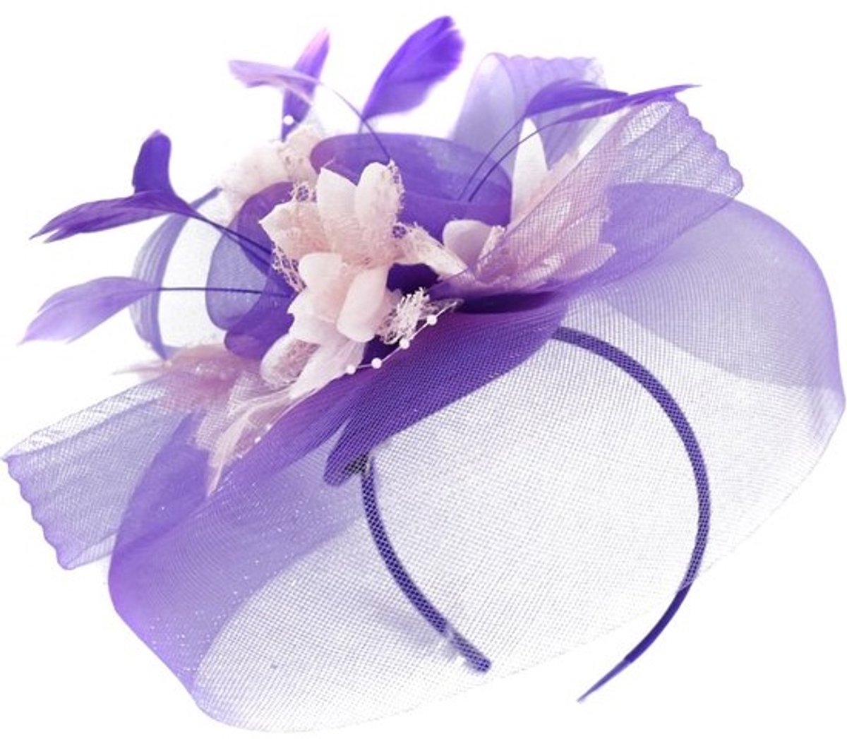 Hoofdband Fascinator - Hattenator Sluier - Feestelijke Gelegenheden - Clip of Hoofdband - N.v.t. - Paars Baby Roze