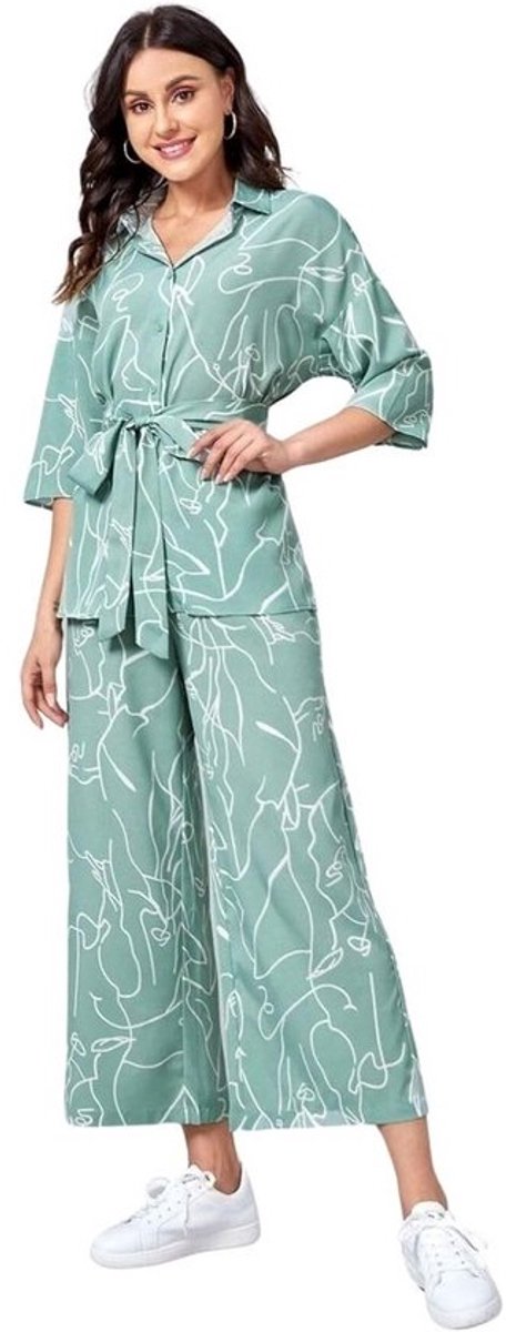 Co Ord Set voor Dames - Trendy Koreaanse Zomeroutfit met Longshirt en Bijpassende Onderkleding