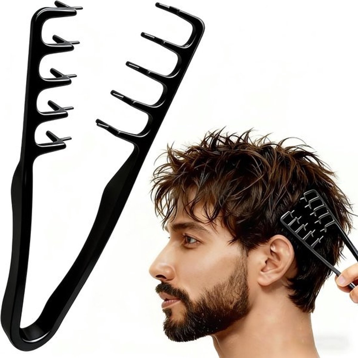 Textuur Styling Kam - Volume Kam - Haar Modelleren - Brede Tand Ontwerp - 18.4 cm Pakket - Zwart