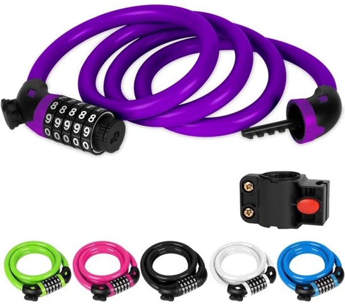 Fiets Combinatieslot met 5 Cijfers - 1.2m x 12mm Kabel - Resettable Wachtwoord - Voor Fiets, Scooter en Motor