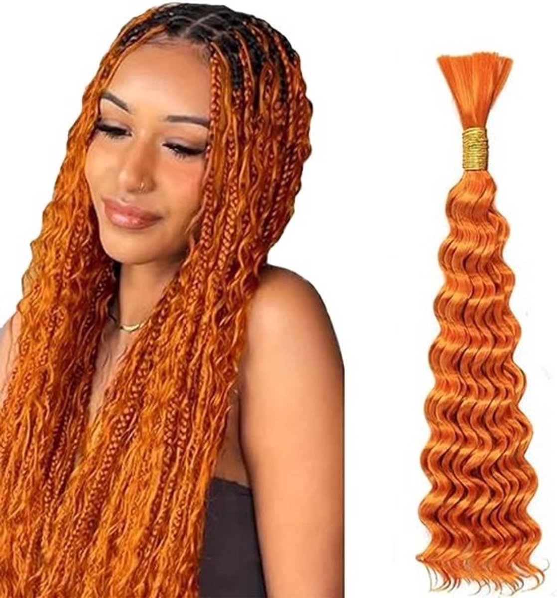 Diep Golf Menselijk Haar Bundels voor Boho Vlechten Natuurlijke Extensions Geen Weft 50g