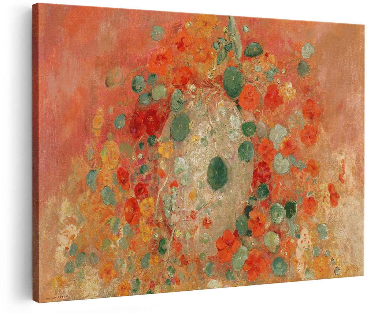 Artaza Canvas Schilderij Bloemen Stilleven - 150x100 cm - Groot - Wanddecoratie Odilon Redon - Muurdecoratie Schilderij Bloemen - Decoratie Woonkamer