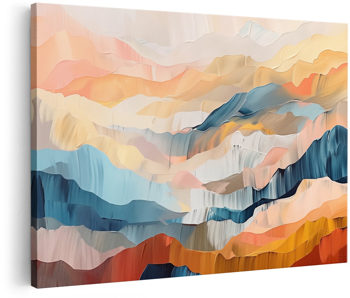 Artaza Canvas Schilderij Abstract Bergen - 150x100 cm - Groot - Wanddecoratie Woonkamer - Schilderijen - Muurdecoratie