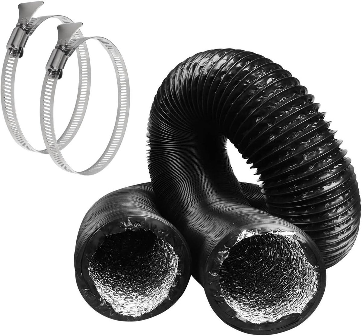 Afvoerslang PVC - Flexibele buis - Ventilatie verbeteren - Met staaldraad versterkt - Ø 100 mm 6 m - Zwart