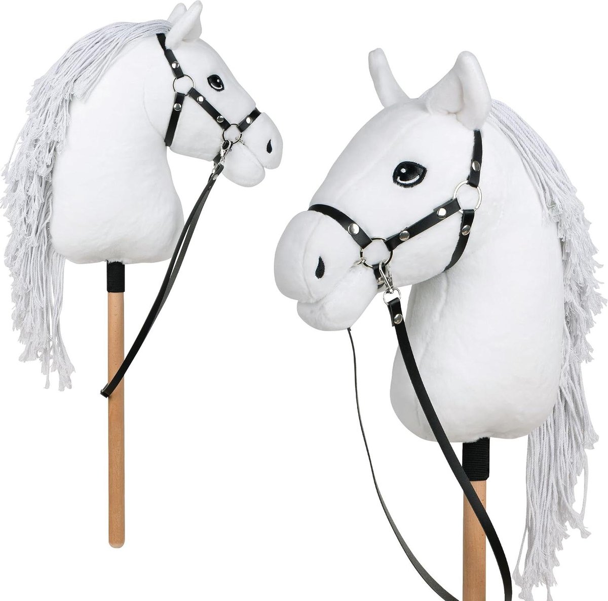 Stokpaardje met accessoires - Hobby horse paard - Paardrijden spelen - Realistisch ontwerp - Medium formaat - Mia Eenhoorn