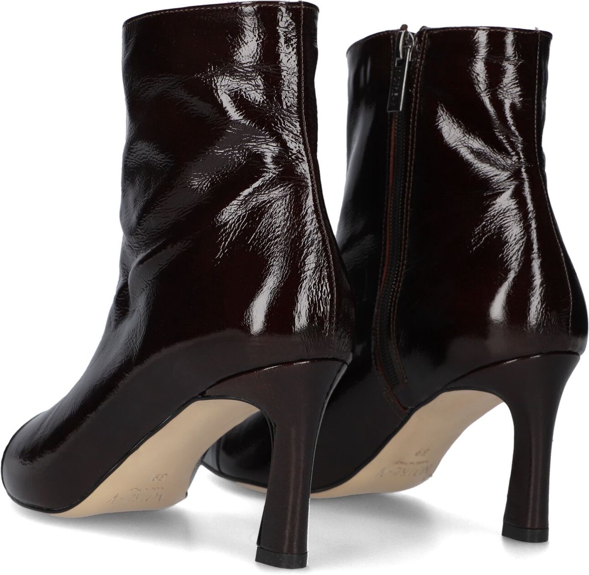Notre-V 77235 Enkellaarsjes - Enkelboots met rits - Dames - Bruin - Maat 38