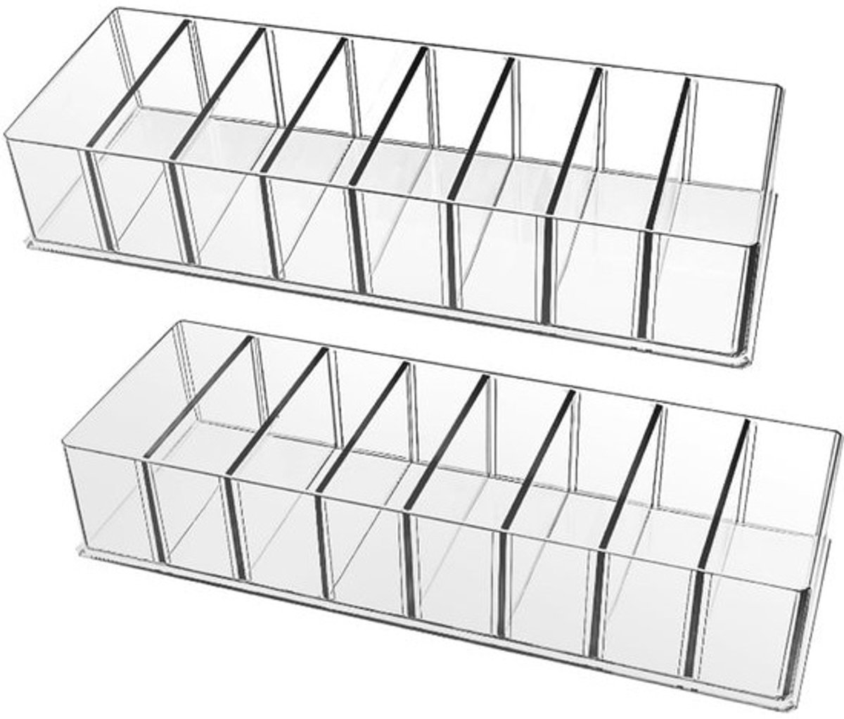 Make-up organizers - 2 stuks - Sieraden Organizer - Opbergdoos - Opbergdozen - Opbergdoos voor Cosmetica - 8-vaks - Transparant acryl - Doorzichtige Lipstick Organizer - Cosmetische Opbergbox - Opbergen en Ordenen - Compact